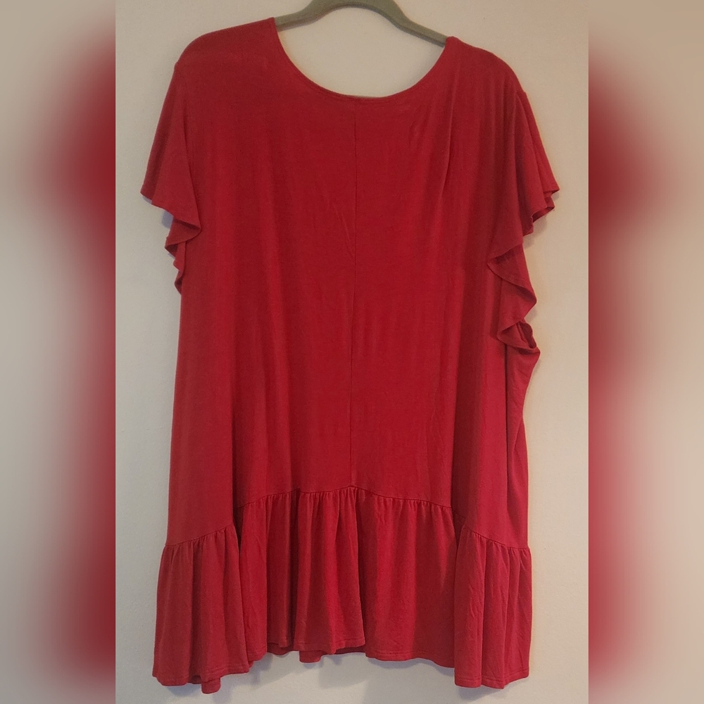 WOMEN'S PLUS SIZE 5X RED SHORT SLEEVE BLOUSE - Picture 5 of 9